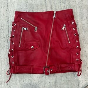 manokhi red leather skirt size small
